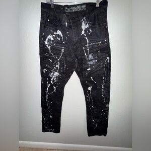 Heritage 76 Black Paint Spatter Moto Jeans 36x33